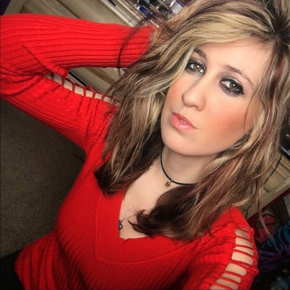 Red long sleeve with cuts